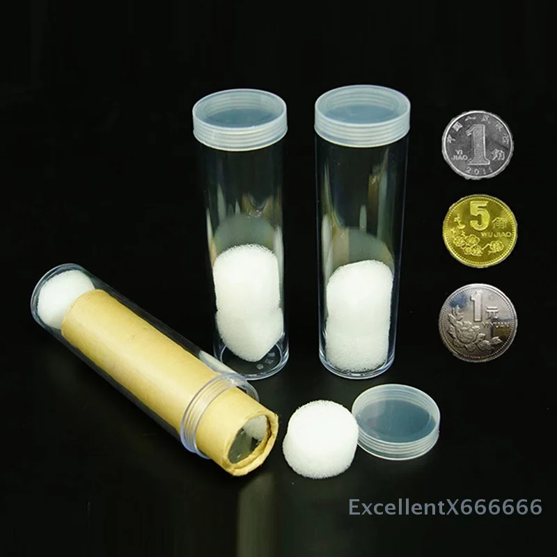 19-32mm Collect Protect Small empty storage box Tools Clear Plastic Roll Coins Storage Tube Protective Tube Holder Coins