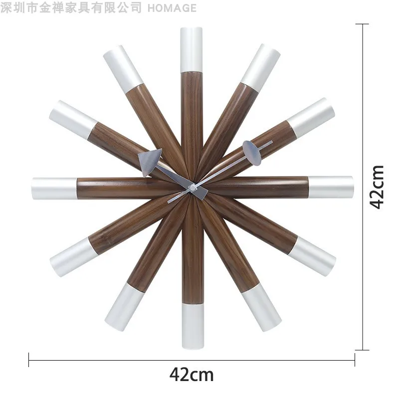 Nordic Ronde Massief Houten Wandklok Moderne Woonkamer Stil Creatief Ontwerp Wandklokken Luxe Accessoires voor Home Decor - afbeelding 1