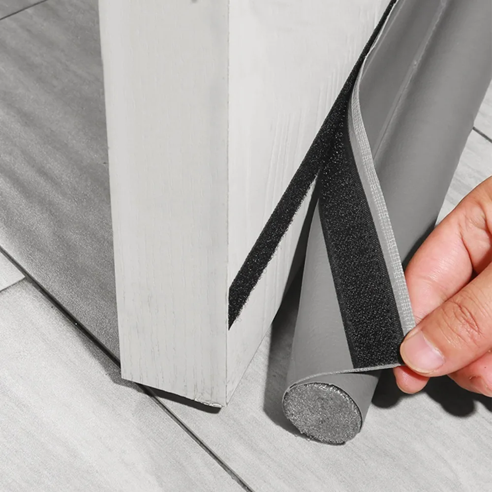 Durable PVC Leather Under Door Draft Stopper 8x96cm Black Sound Blocker Gap Filler Floor Protector For Kitchen Shower