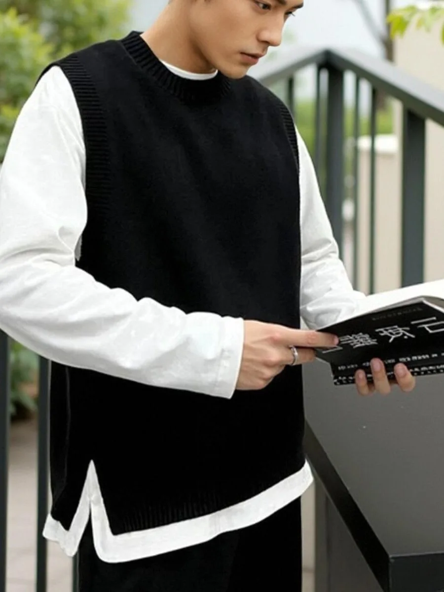 

Men's Casual Knitted Sweater Pure Color V-Ne Design Autumn Winter New Sle Simple Faion No Brand round Ne Warm Top