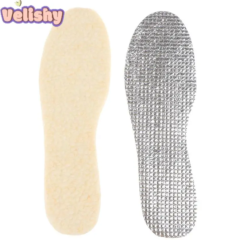 1 Pair Of Aluminum Foil Lamb Wool Insoles For Winter Warm Moisture-Proof Soft Sweat-Absorbing Breathable Plus Velvet Insoles image 3
