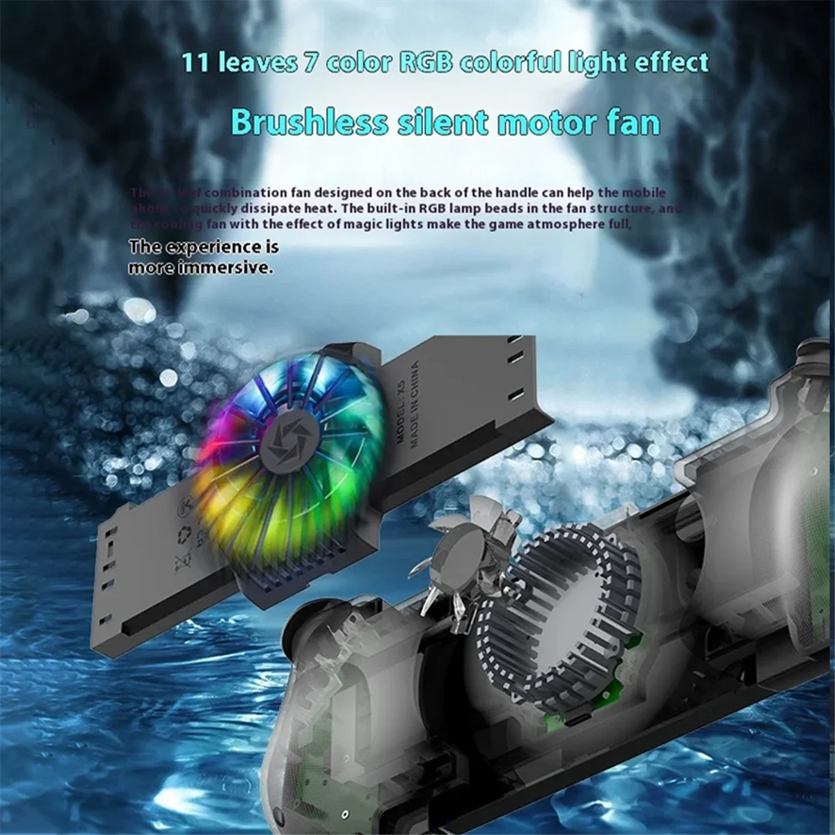 Controlador inalámbrico para juegos de teléfono móvil AM-X5mini con ventilador de refrigeración, mando extensible Bluetooth para Android/iOS/Steam/PC C