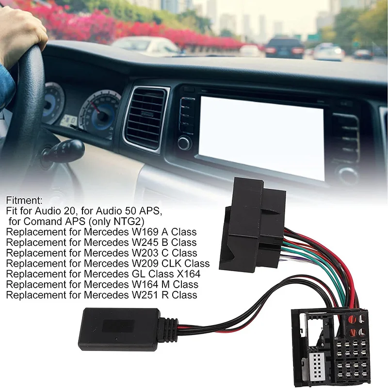 ABS Metal 12 Pin Bluetooth AUX Adapter Bluetooth 5.0 Radio Aux Cable For Mercedes W169 W245 W203 W209 W164 Cables Adapters