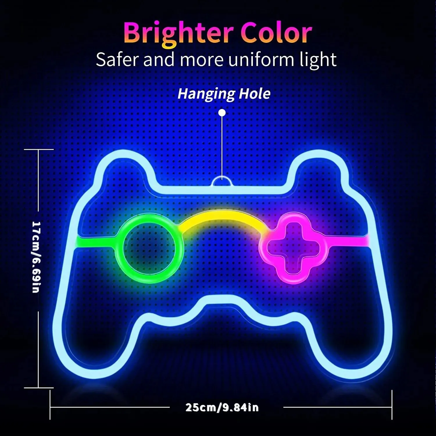 USB Game Console Handle Shape Bedroom Children\'s Room Game Room Decoration LED Neon Lights