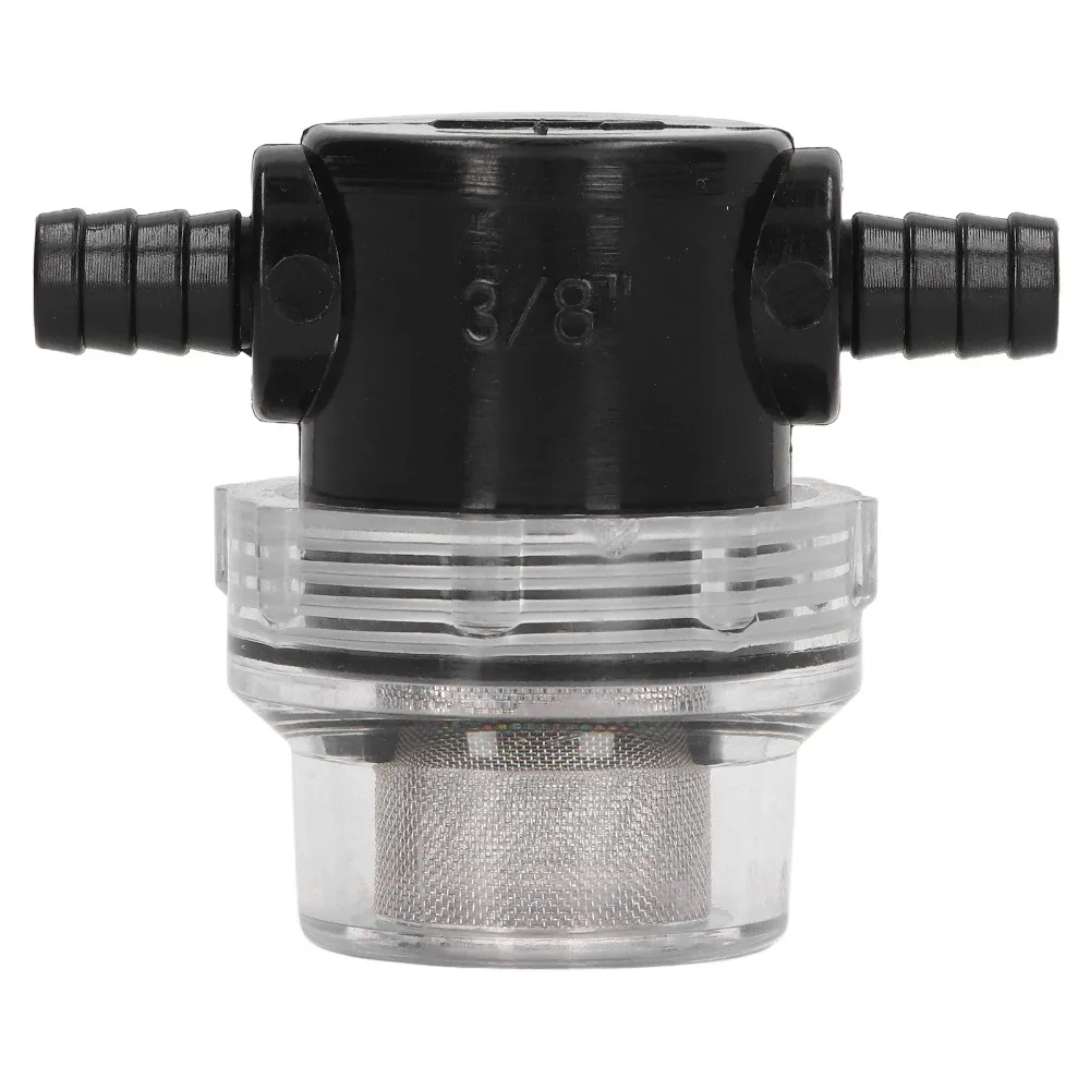3/8 Inch ID Water Pump Strainer 50 Mesh Stainless Steel Screen In Line Strainer 1/2 Inch Output ABS Material Twist-On Strainer