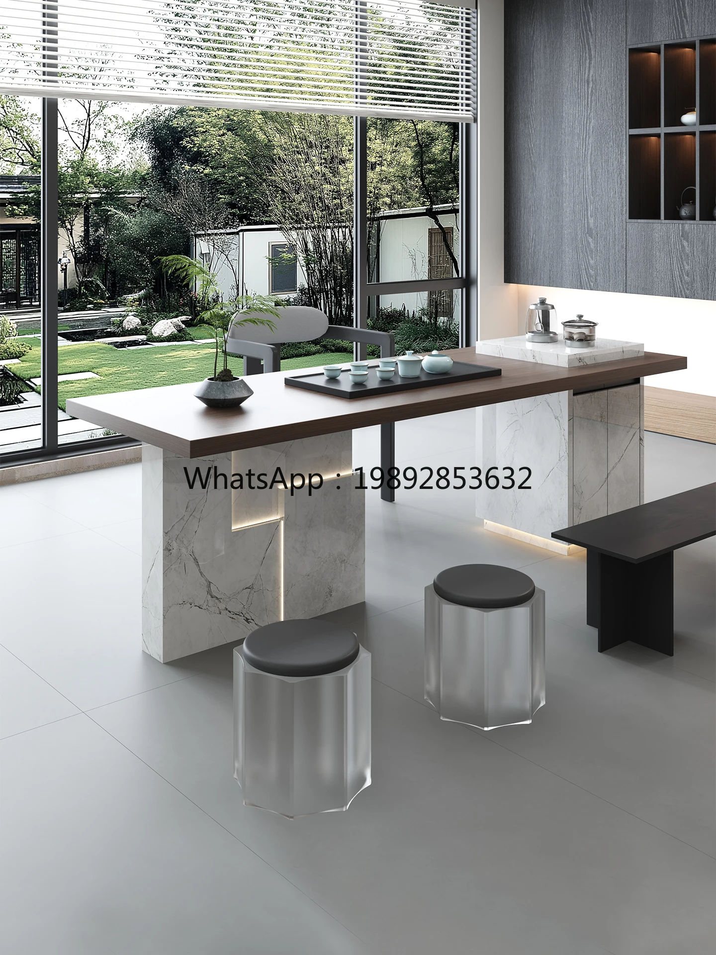 YFYB Full Rock Slab Tea Table Tea Desk Light Luxury Modern High-end Zen Tea Brewing New Chinese Style Home Use