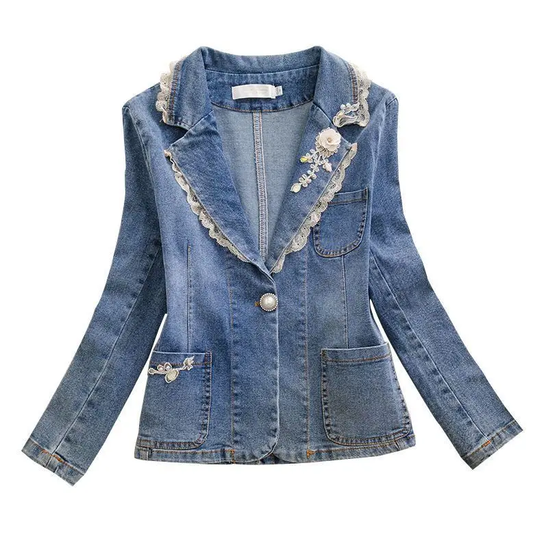 Stitching Women Denim Jacket 2025 New Fashion Spring Autumn Long Sleeve Tops Female Casual Jeans Jackets Women Outerwear