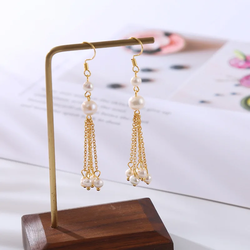 100% Natural Freshwater Pearl 14K Gold Filled Female Tassels Drop Earrings Wholesale Jewelry For Women Anti Allergy Gifts