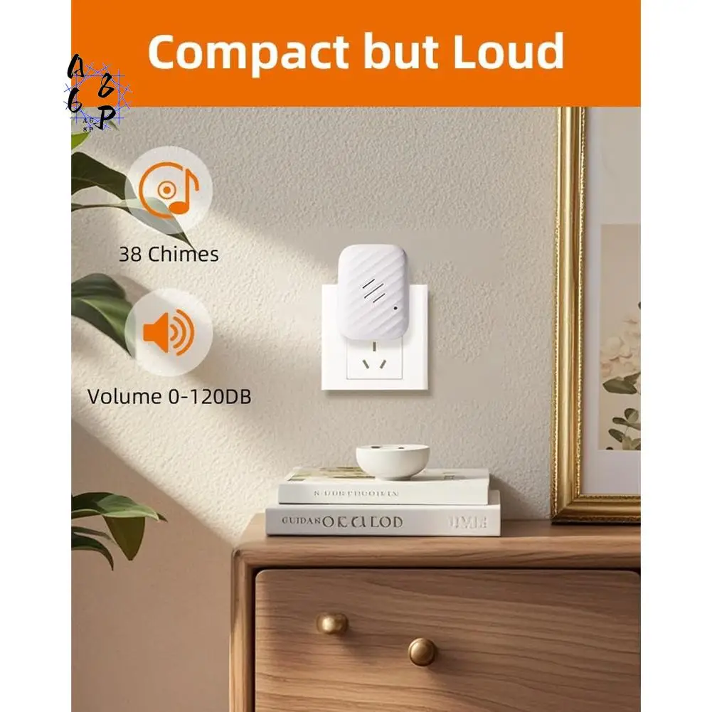 A68P-Battery-Free Wireless Doorbell,No Batteries Needed,600 FT Range, Adjustable Volume,Waterproof For Classroom,Home US Plug