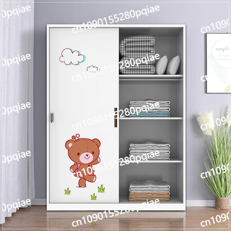 Household Wardrobe Export Iron Sheet Sliding Door Printing Cabinet Balcony Locker Sub-lock Storage Cabinet Cross-border