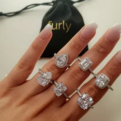 Elegant Luxury Jewelry 925 Sterling Silver Multi Shape White Topaz Moissanite CZ Promise Ring Women Wedding Bridal Ring Gift