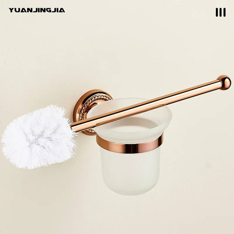 Retro Luxury Rose Gold Bathroom Set: Toilet Brush, Toothbrush Holder, Towel Ring, Tissue Holder, and Bathroom Accessories