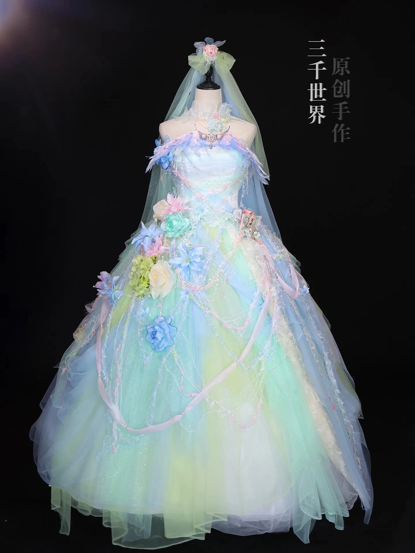 Fantasy Fairy Tale Lolita Gown Heavy Handwork Flower Tulle Ball Dress For Wedding Dress Birthday Cosplay Shooting