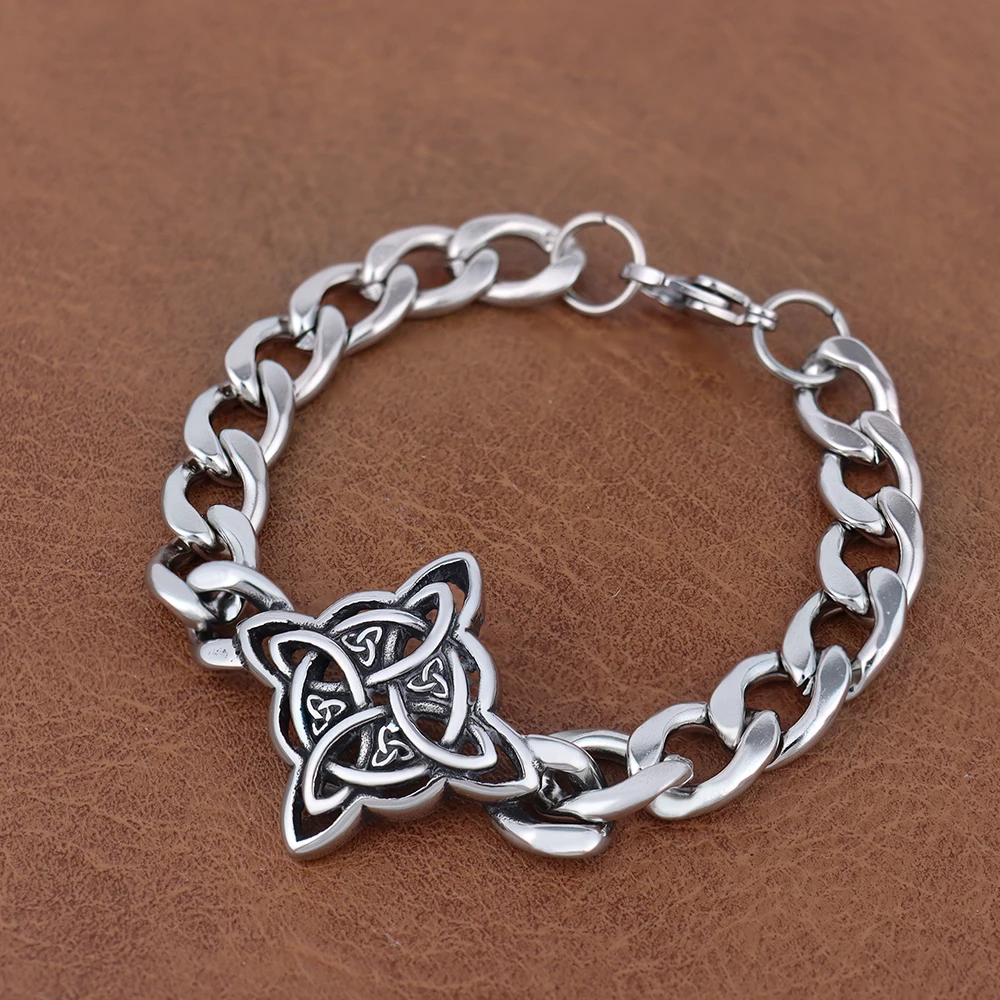 Retro Witch Knot Chain Bracelet for Men Trendy Charm Stainless Steel Nordic Viking Celtic Knot Bangles Jewelry Gift Dropshipping