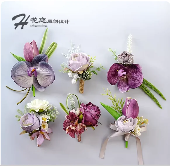 

Свадебный корсаж для невесты и жениха, полный комплект семейных цветов для родителей, цветы на запястье для подружки невесты, деловые модели