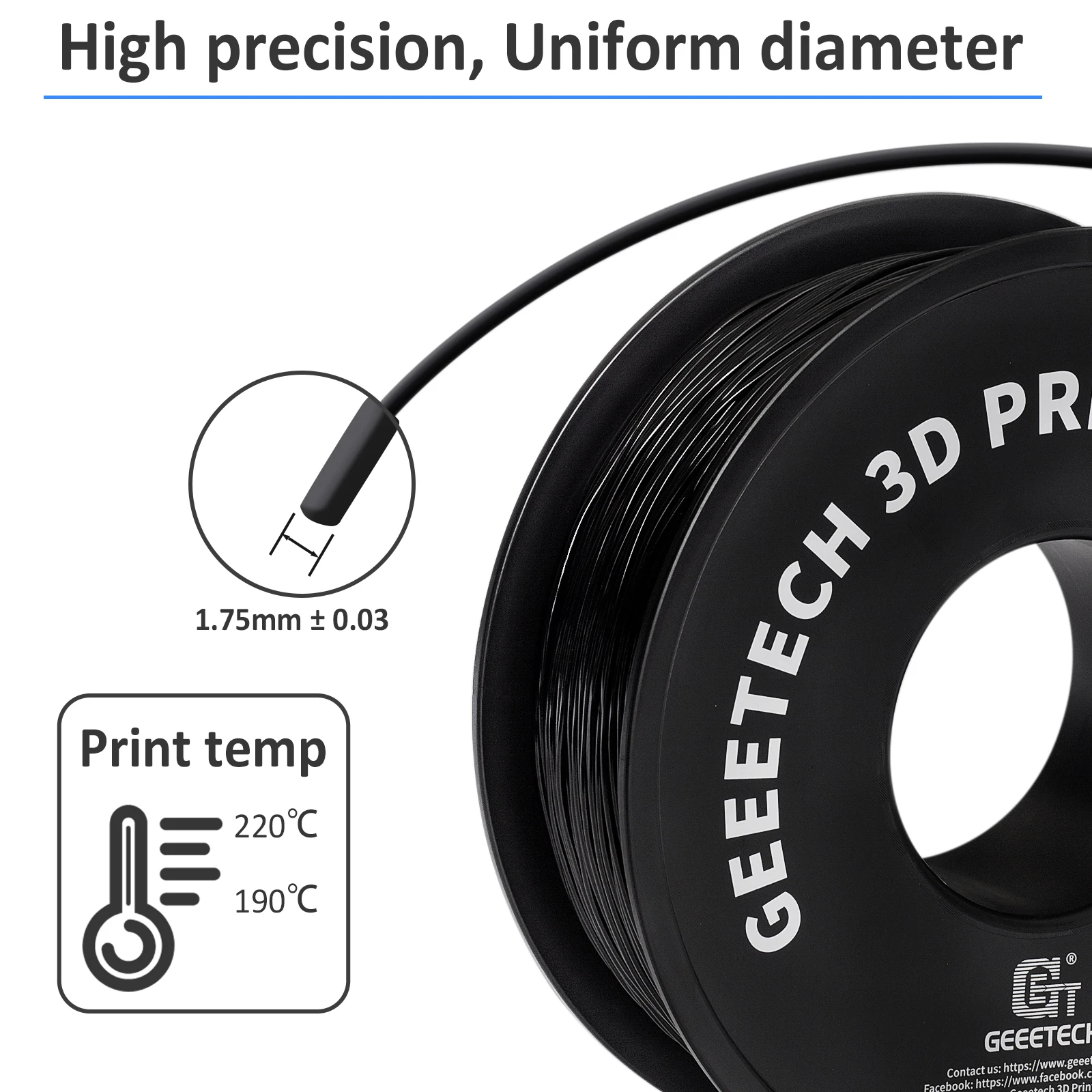 GEEETECH 5Kg 3D TPU Flexible Filament TPU material 1.75mm Plastic Vacuum Packaging, Non-Toxic High Quality Safe