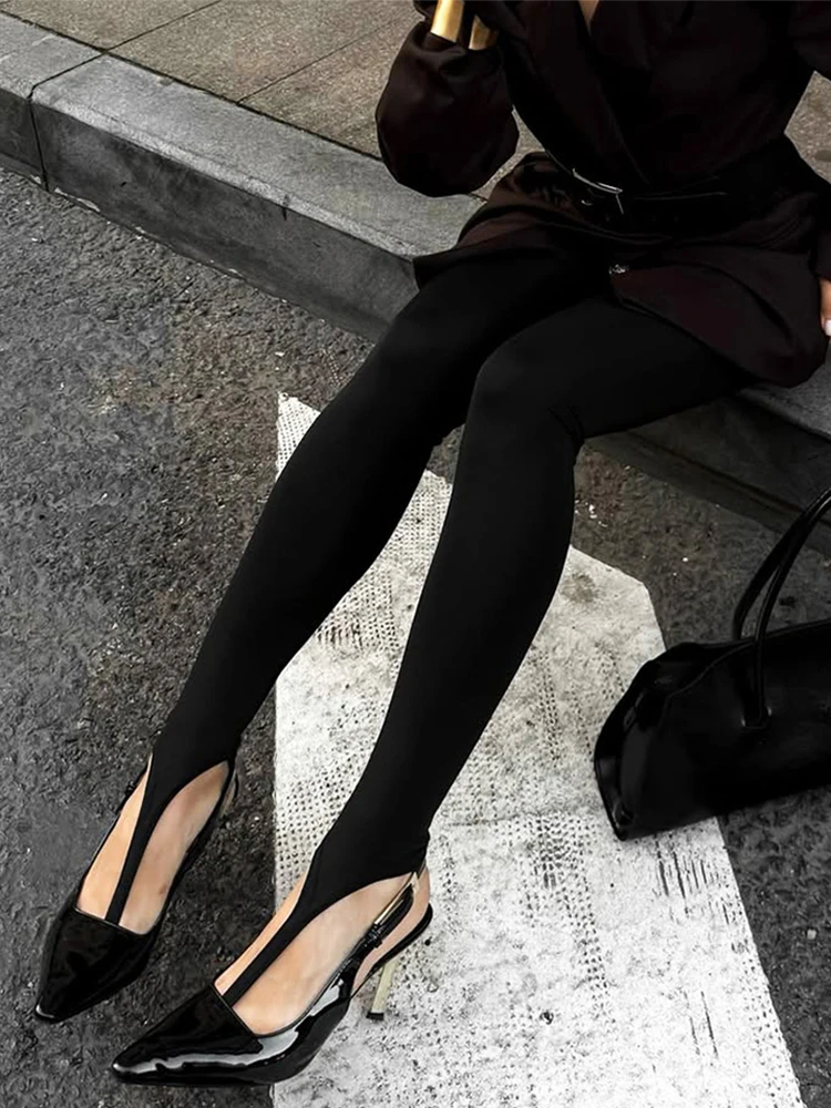 Trendix Black Bodycon Sexy Leggings Women Club Solid Wrap Skinny 2025 Autumn New Trousers Prom Party Slim Socks Pants Leggings