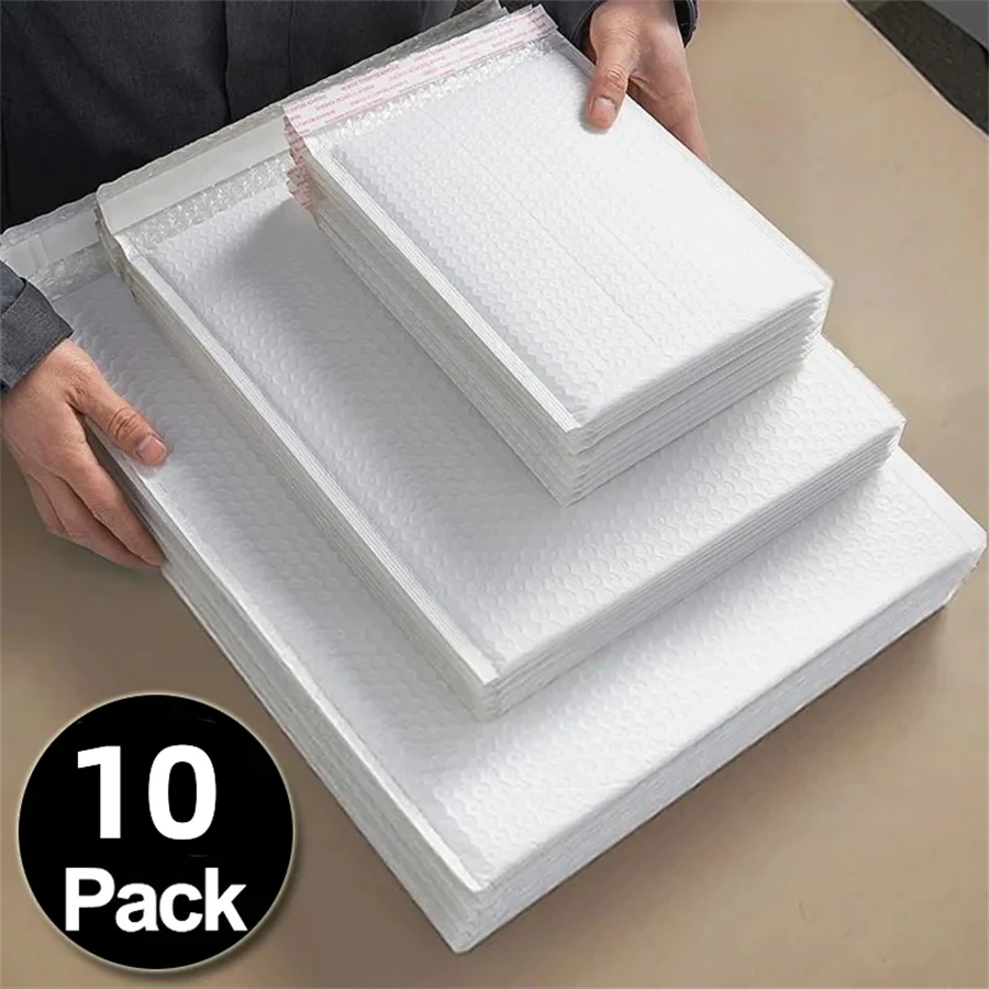 10Pcs/Set 13x15 hite Self-adhesive Waterproof Bubble Bag Small Business Mailing Package Waterproof Boutique Mailing Bag Jewelry