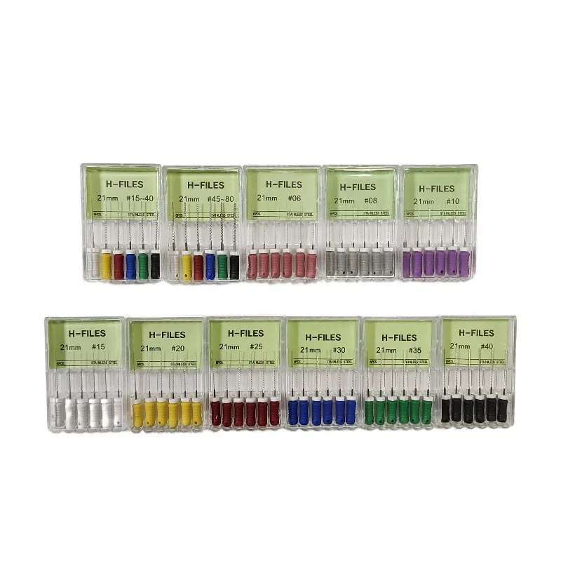 

Stainless Steel Pulp Root Canal File 6pcs/pack Dental Hand H-Files 21mm QULAI Dental Tools Dental File Laboratory Equipment