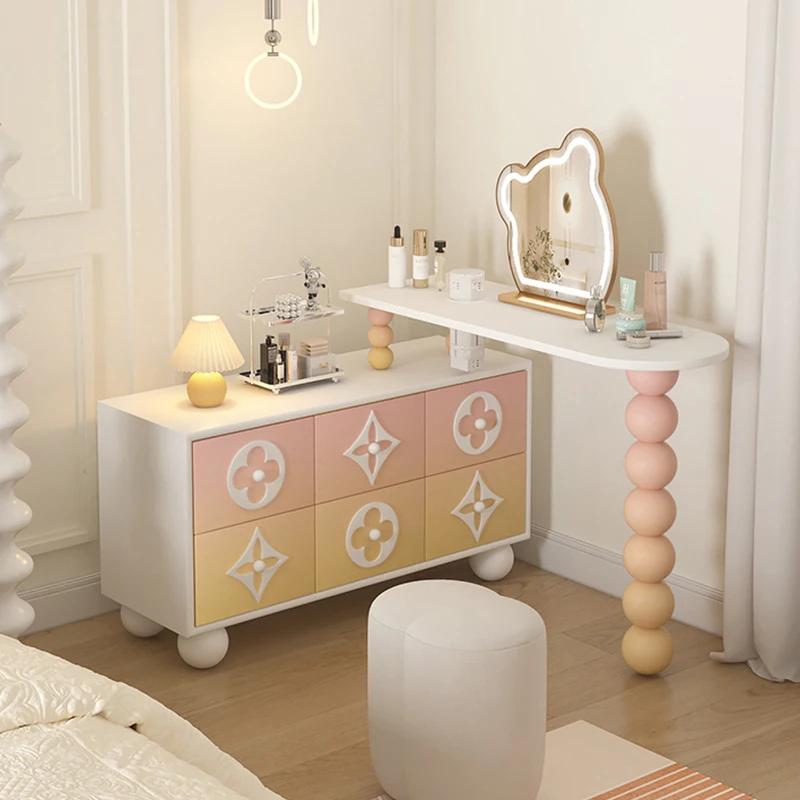 

Decor Luxury Makeup Vanity Desk European White Mirror Modern Makeup Vanity Desk Vintage Corner Kaptafel Bedroom Furniture