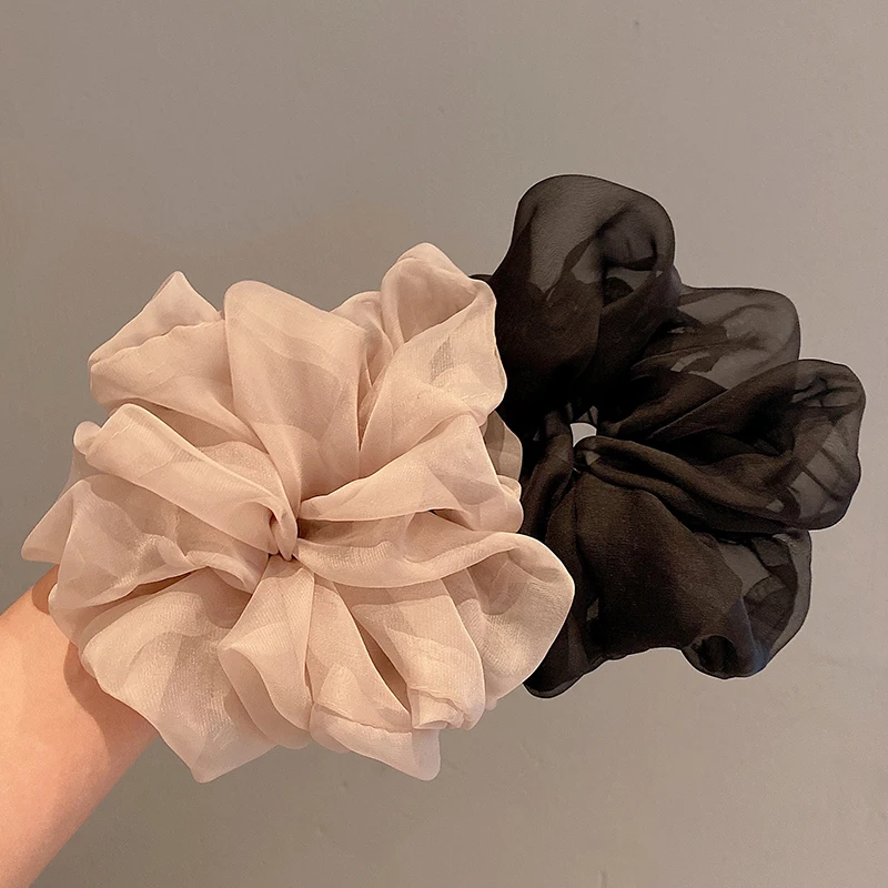 Solid Color Organza Hair Scrunchies Summer Chiffon Hair Rope Fashion Hair Accessories Elastic Bands For Girls Ponytail Holder