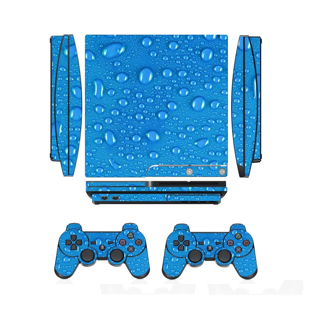 Виниловая наклейка с каплями воды, защитная наклейка для Sony PS3 Slim PlayStation 3 Slim и 2 наклейки на контроллер