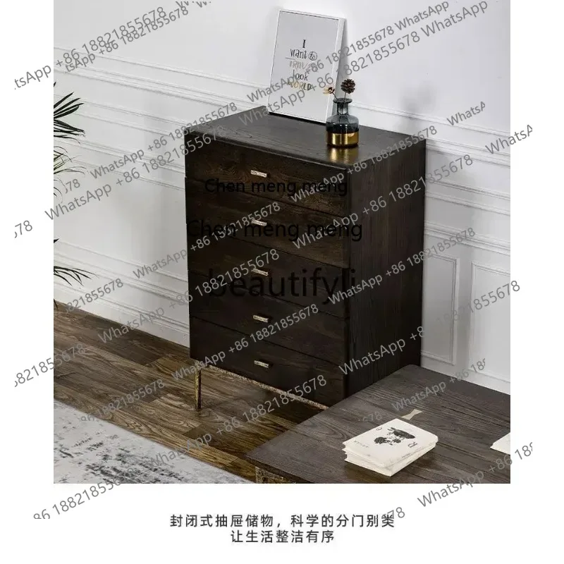 cn8617 LHY S26 Nordic all solid wood dining side cabinet log living room bedroom storage storage chest simple with drawers