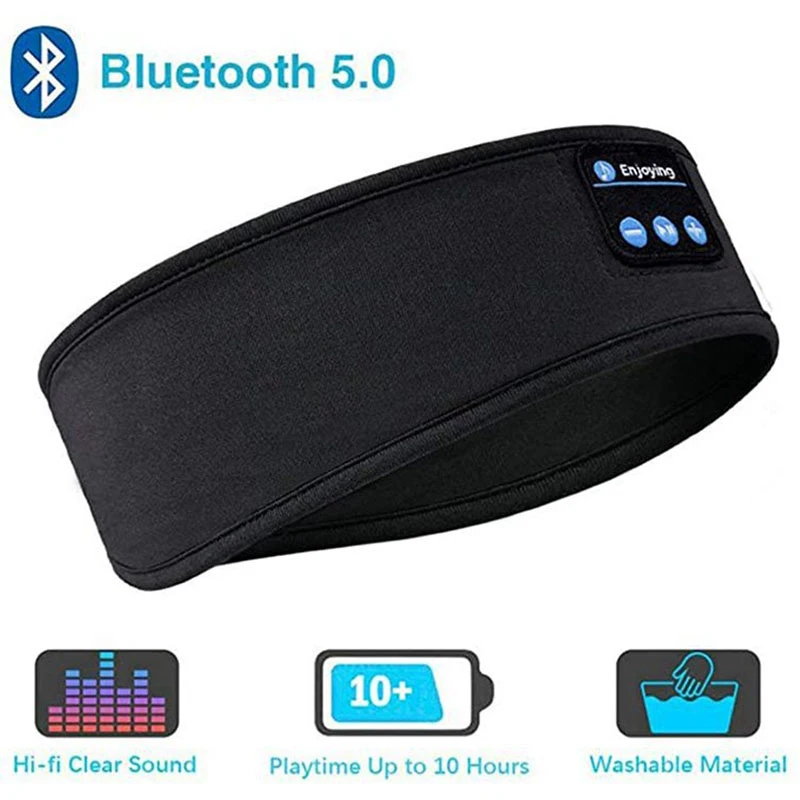 Bluetooth Headset Elastic Sports Headband Over the Ear Hairband Earbuds Music Sleeping Eye Mask Wireless Headphones