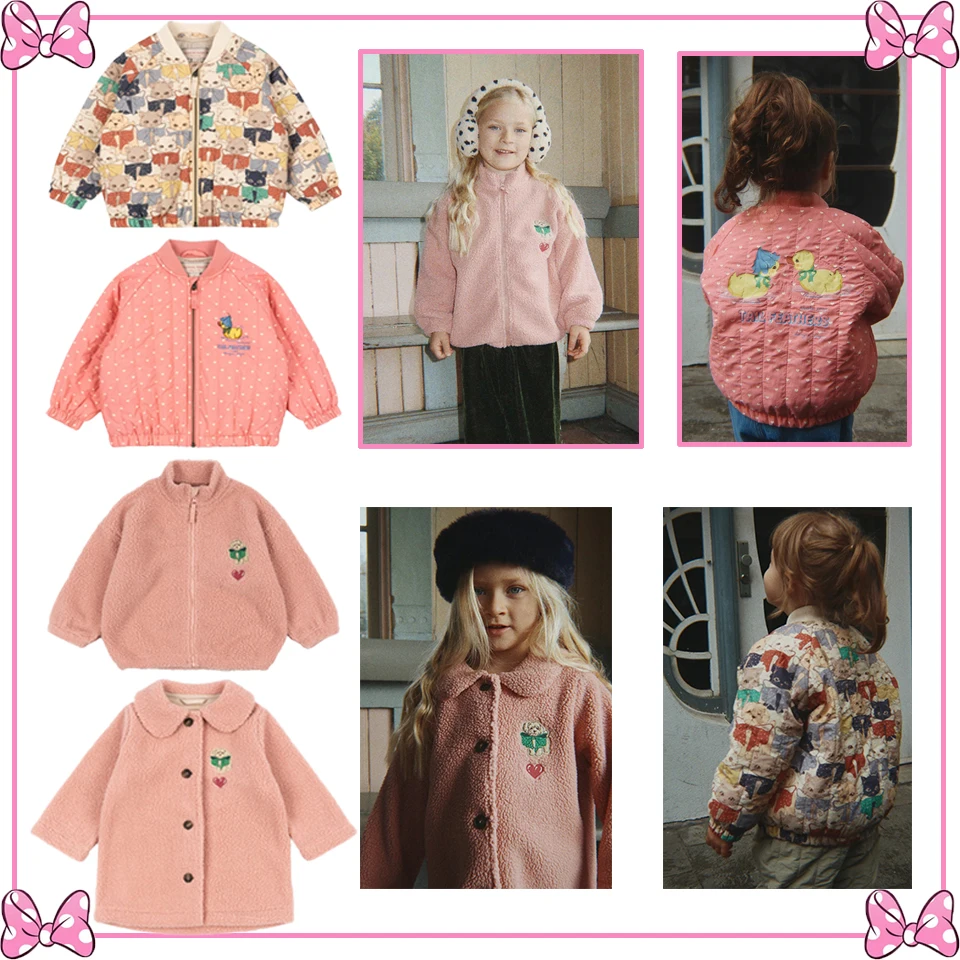 KS Kids 2026 Childrens Clothing Winter Baby Girls Fleece Lambswool Jacket Warm Flight Suits Cartoon Printed Embroidery Outerwear