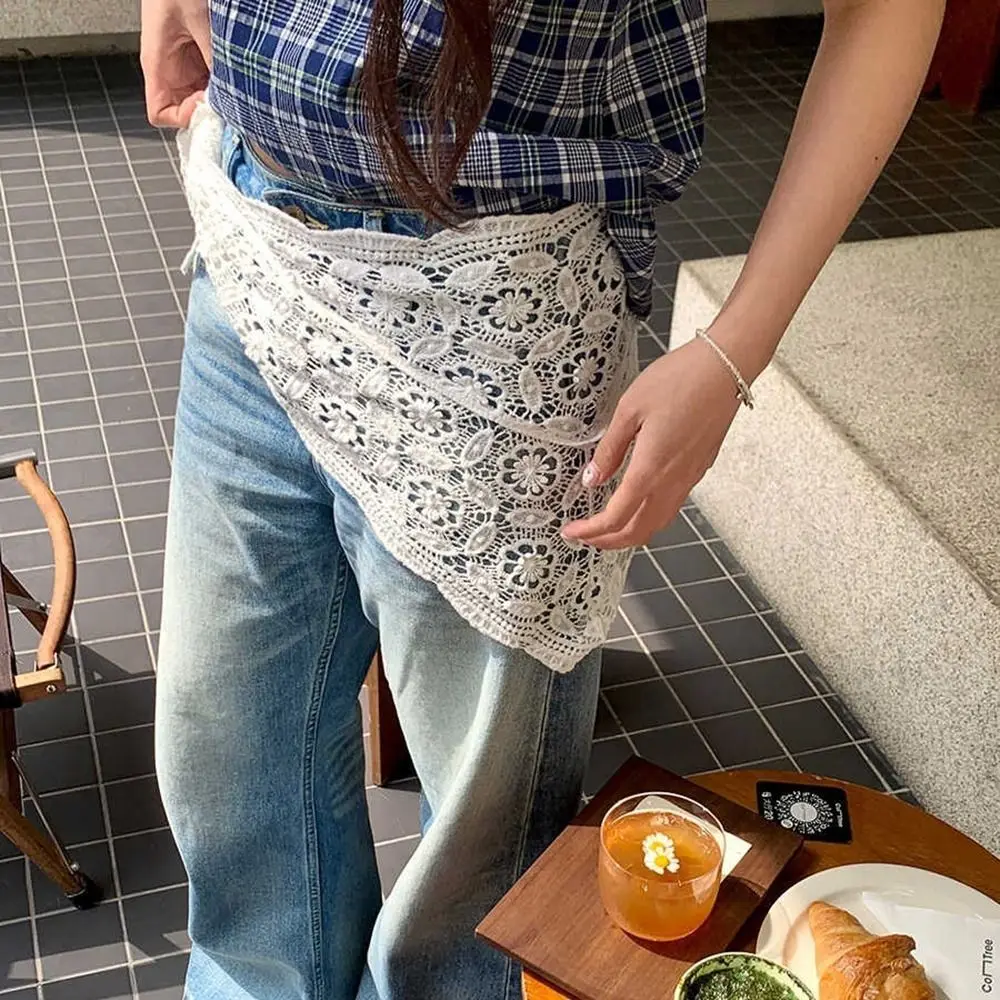 간단한 가짜 칼라 레이스 목도리 케이프 망토 꽃 스카프 한국 스타일 의류 장식 엉덩이 스카프 여성