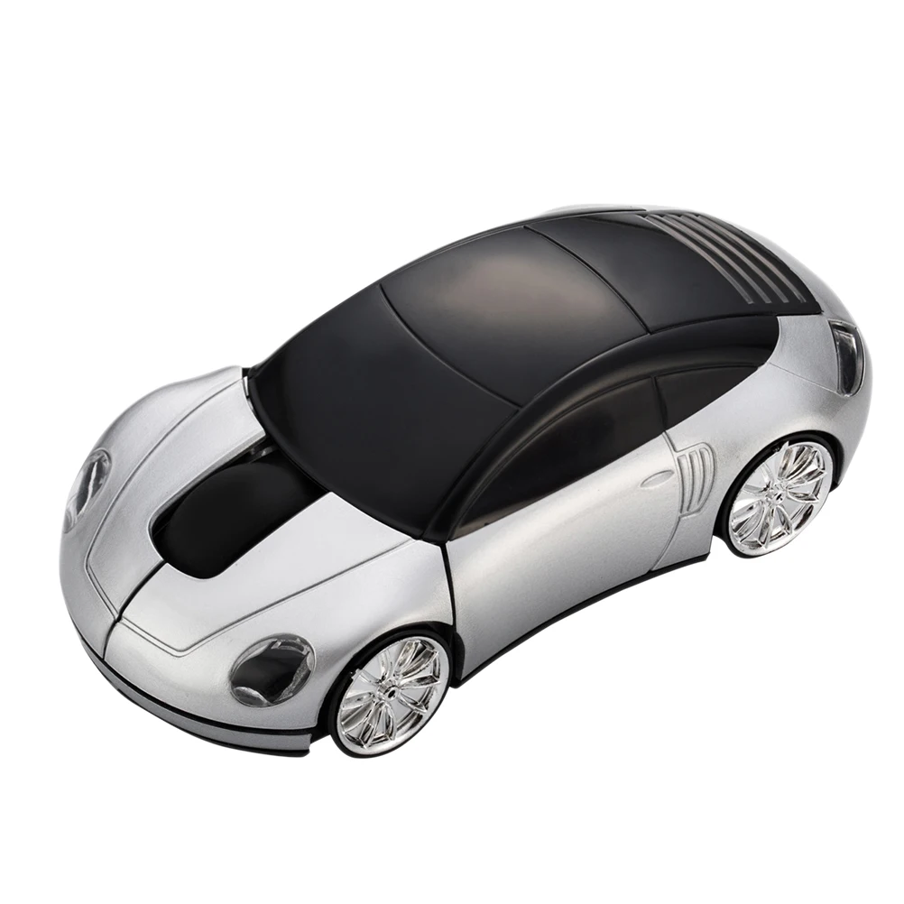 

2.4ghz Wireless Mouse Silver Car Shape Mini Portable USB Optical Gaming Mouse Rechargeable 1600 Dpi 10m Range for Pc