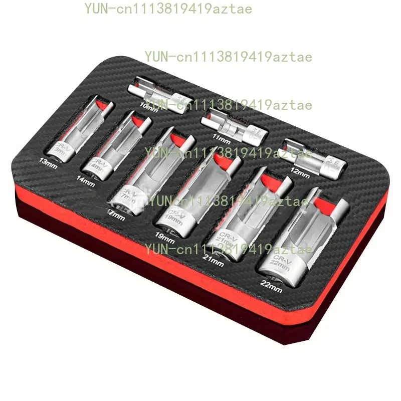 9Pcs O2 Oxygen Sensor Socket Offset Wrench Tool Thread Chasers Kit for Car Repair 10-22mm