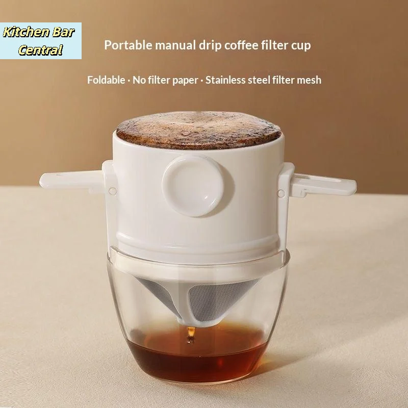 

【Portable Foldable Coffee Filter + Cup Holder Stainless Steel Drip Coffee Tea Holder Reusable Paperless Coffee Dripper】