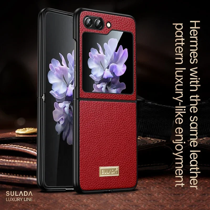 

Luxurious Handmade Leather TPU Material Electroplated Phone Case Suitable For Samsung Z Flip 3 4 5 6 Anti Drop Protective Cover
