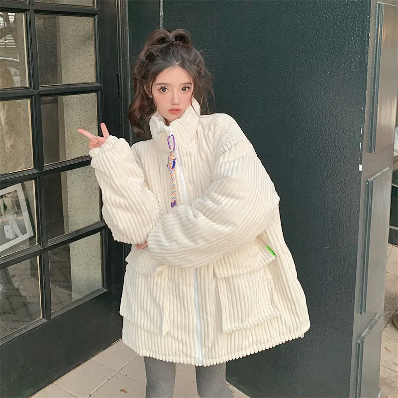 Parkas Womens Work Autumn Adjustable Standneck Bio-Cotton Double-Pocket A-Line Blocking Beige Blue Elastic Athleisure All-Match