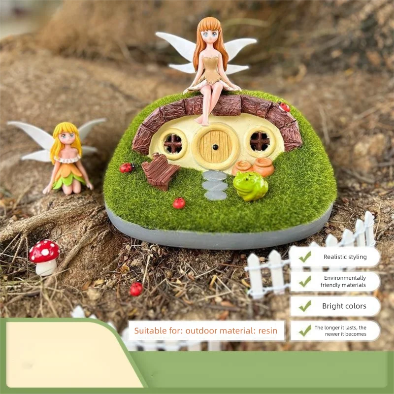 Micro Landscape Mushroom Flower House Resin Ornament Mini Fairy Tale Cottage Figurine Decor For Succulent Pot Aquarium Terrarium