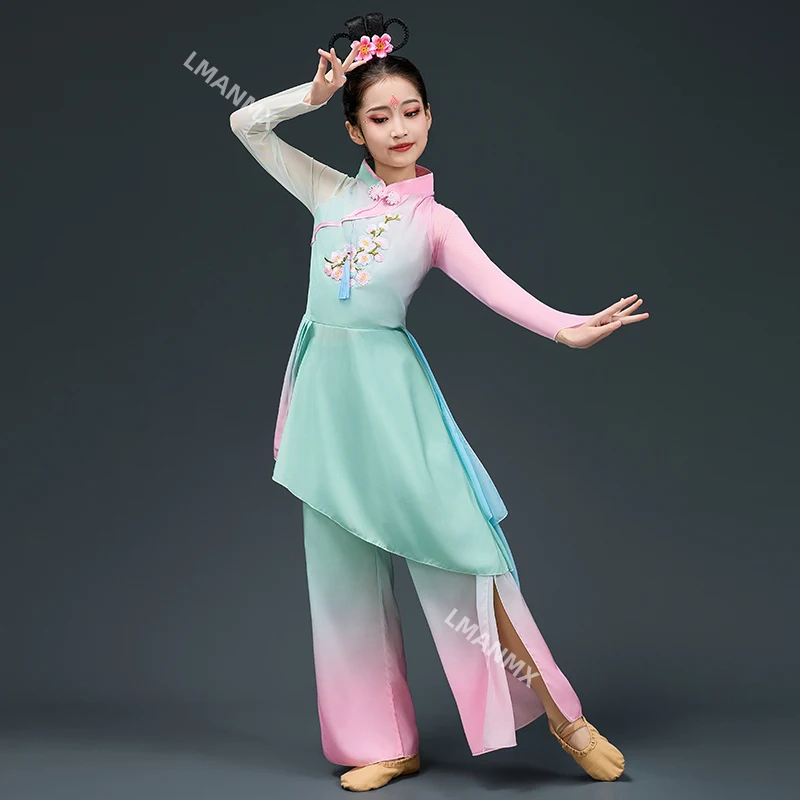 زي أداء للأطفال، طبل اللوتس، Yue Ge، يخطو على الأمواج، الرقص الكلاسيكي، مجموعة رقص المعجبين #3