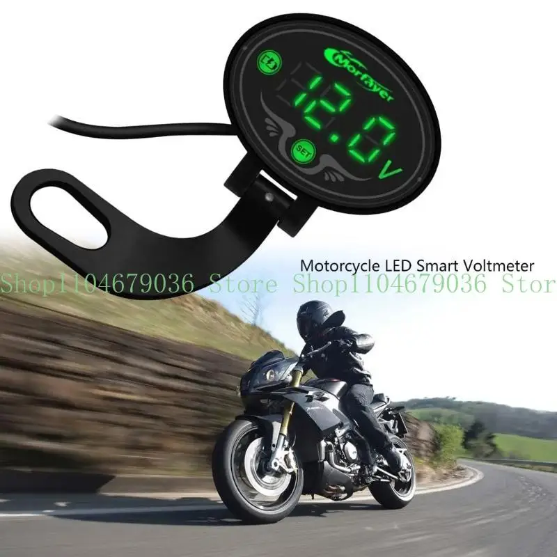 652F Motorcycle Voltmeter Gauge 9-24V Panel Meter LED Display Voltmete