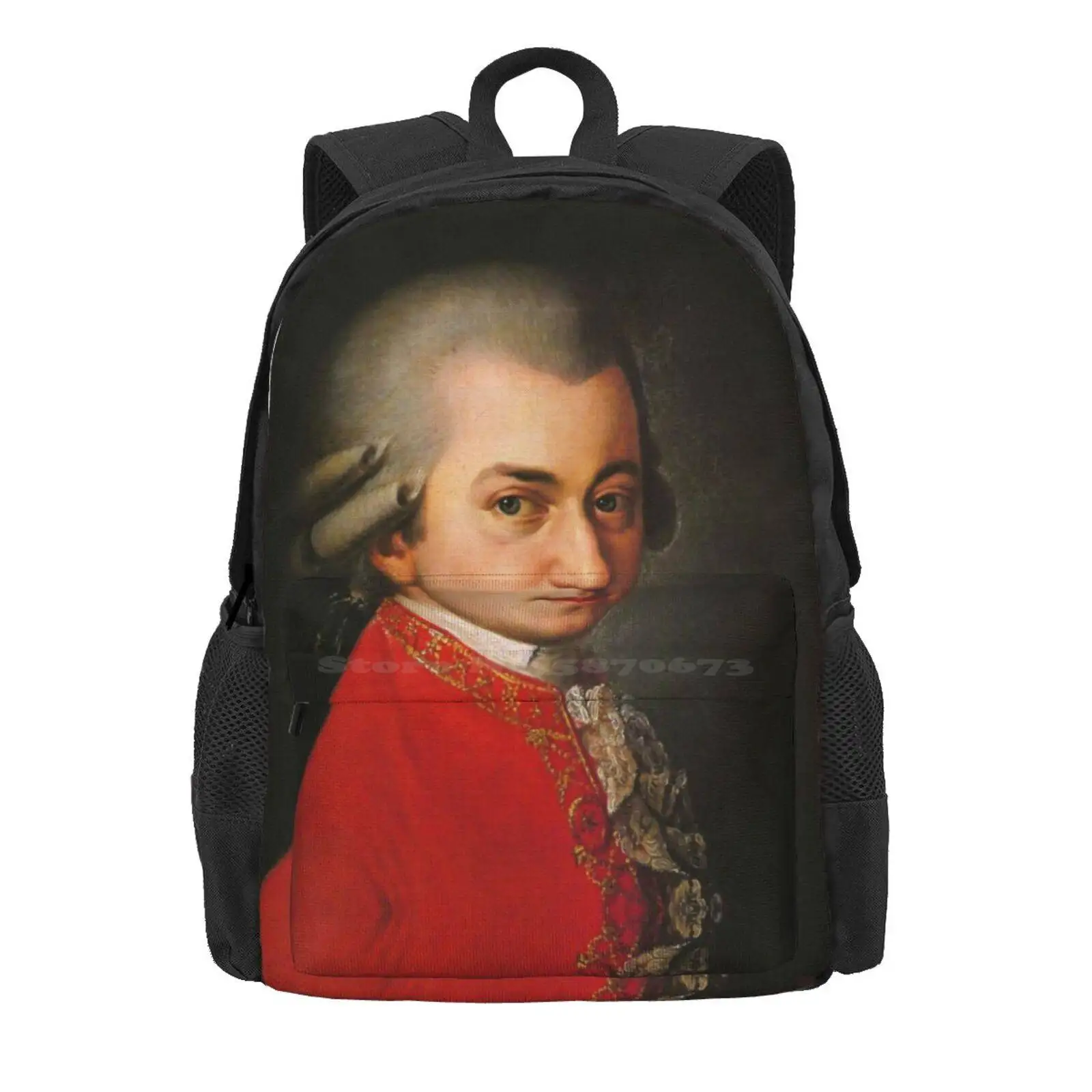 Wolfgang Amadeus Mozart Hot Sale Schoolbag Backpack Fashion Bags Piano Composer Classical Mozart Manuscript Sheet Music