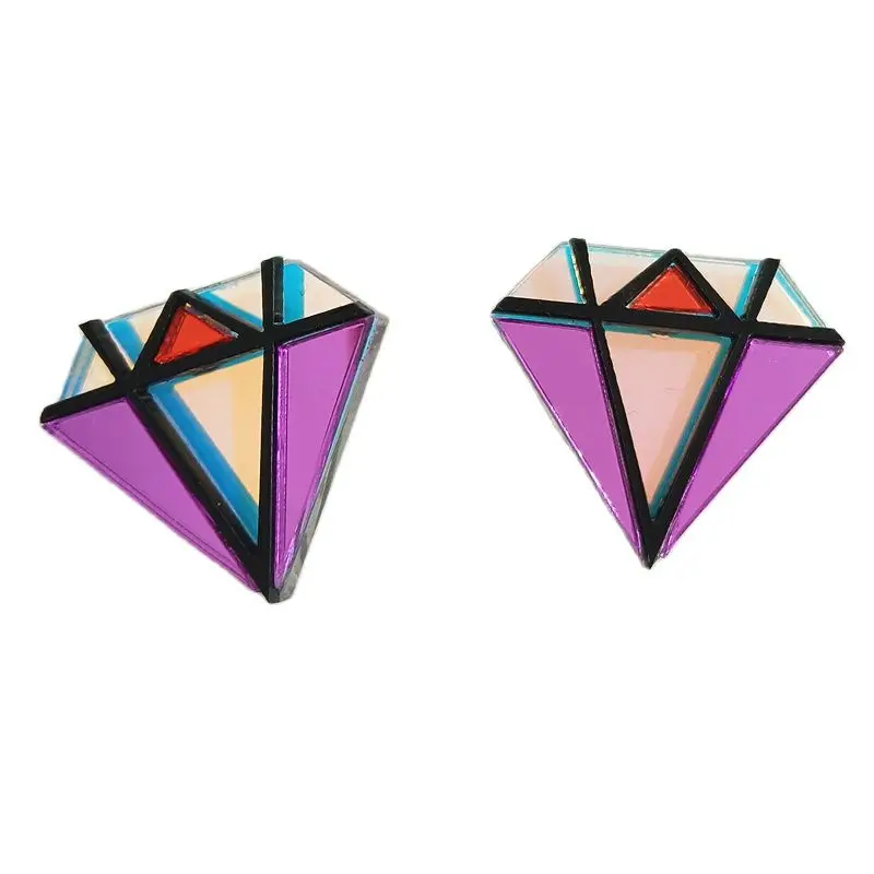 KUGUYS Color Shifting Geometric Earrings for Women Mirror Acrylic Trendy Jewelry Cute Accessories