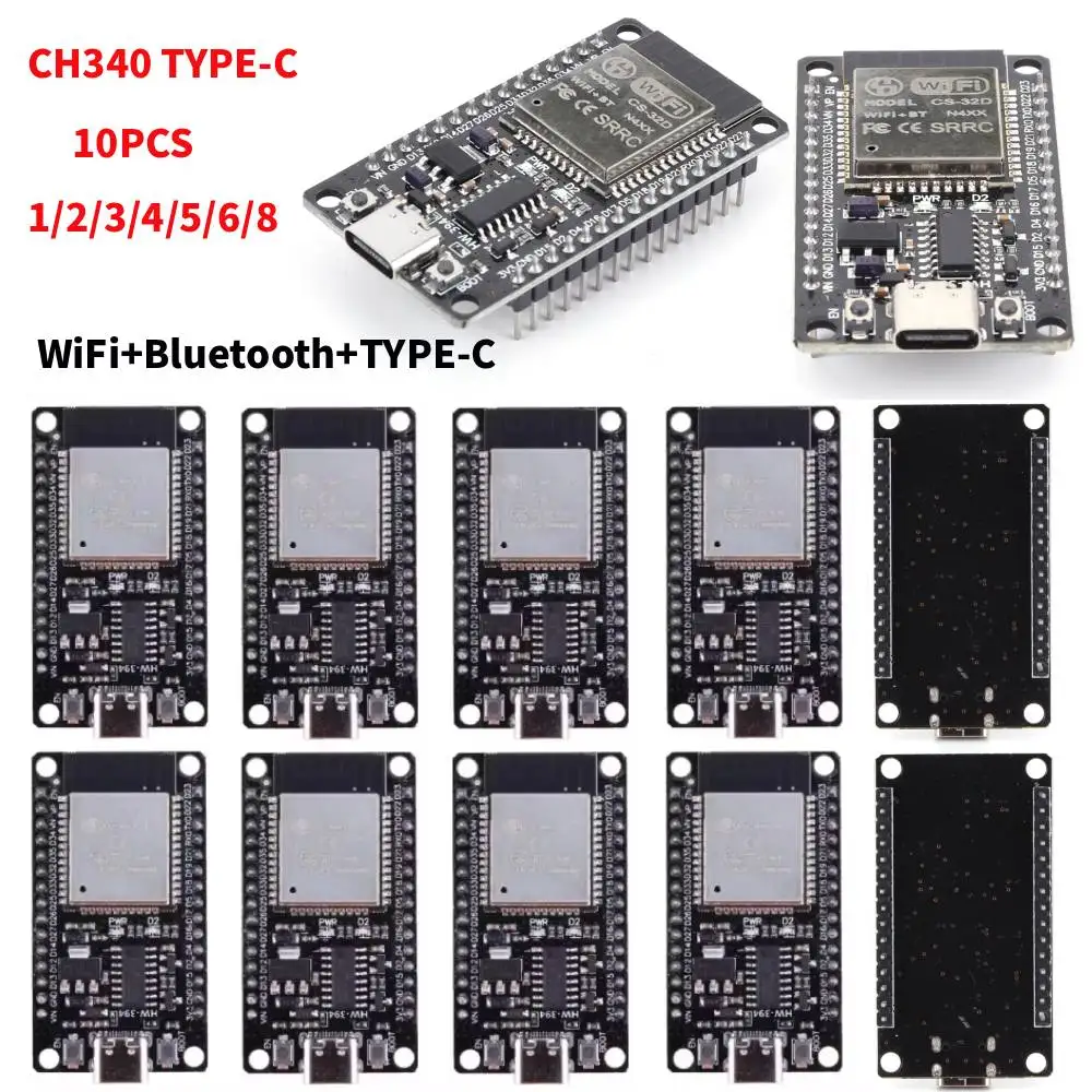ESP32 WROOM-32 مجلس التنمية TYPE-C المصغّر USB واي فاي + بلوتوث استهلاك الطاقة منخفضة للغاية SPI فلاش 32Mbits وحدة لاسلكية