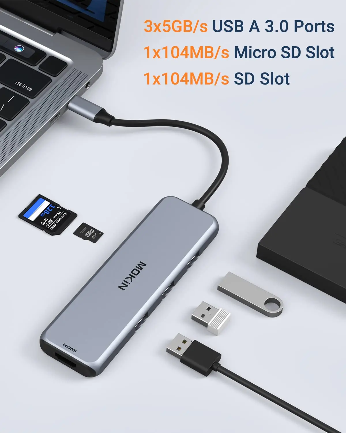 Imagem -05 - Estação de Acoplamento com Dual Displayport Mokin Usb c Hub Dongle com dp Hdmi Portas Usb a 3.0 Slot para Cartão sd e Micro sd Porta de Carregamento Pd.