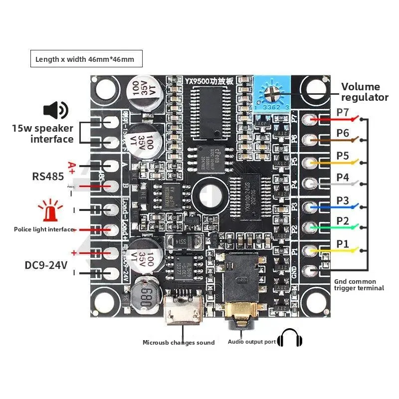 RS485 Modbus Voice Playback Amplifier Module, Industrial MP3 Audio Control Board
