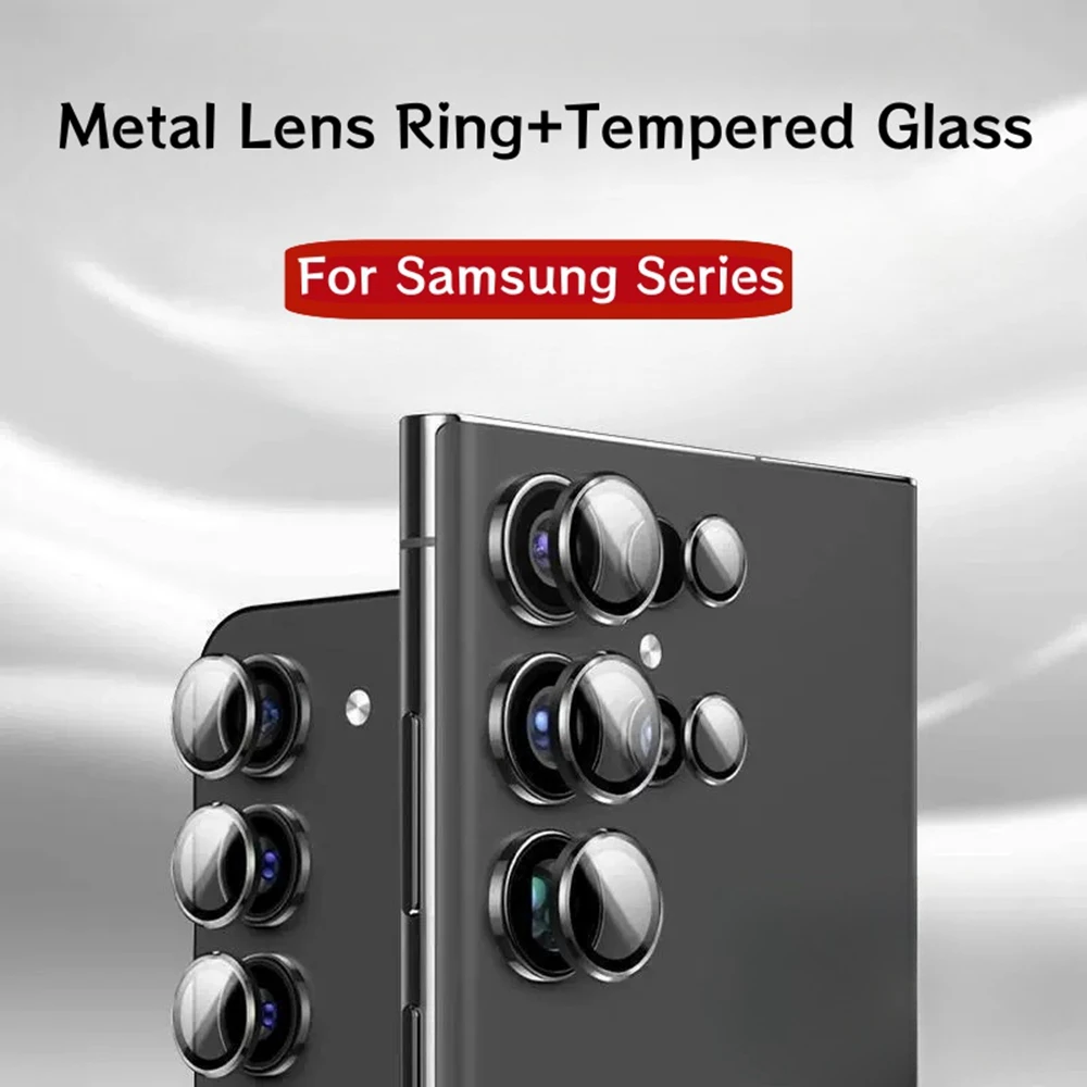 For Samsung Galaxy S24 S23 Ultra Metal Ring Camera Lens Protector Lens Tempered Glass For Samsung S23 S24 Plus Back Lens Cover