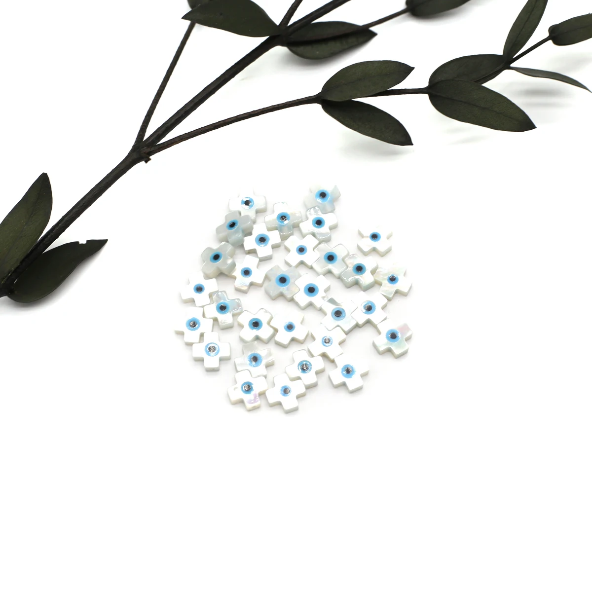 20Pcs Blue Demon Eyes Beads Natural Shell Evil Eye Plus Sign Shape Beads Handmade Jewelry Making Bracelet Necklace Charms