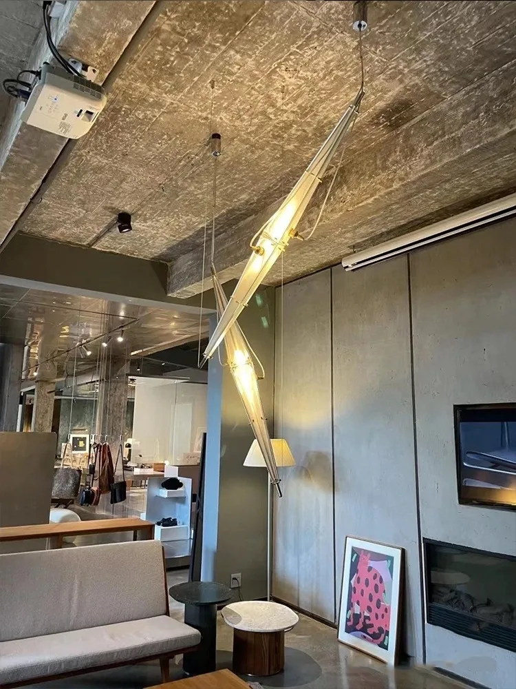 

European style restaurant pendant light, modern minimalist designer, industrial style staircase bar glass light