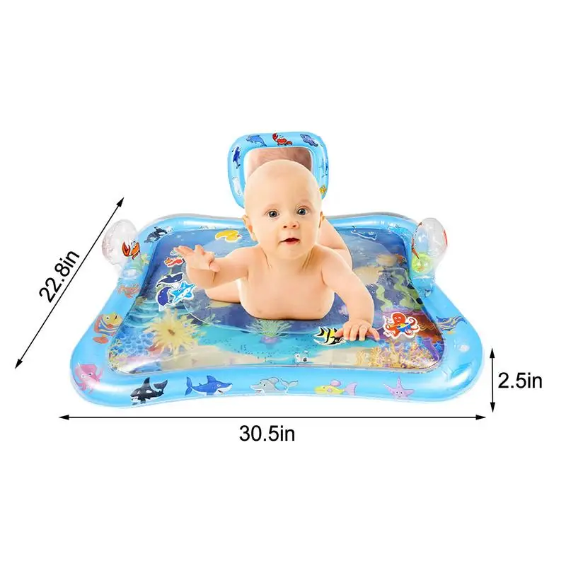 Baby Tummy Water Mat PVC Play Mat For Boys Girls Infants Inflatable Baby Water Mat For Baby Boy Girl PVC Infants Toddlers Fun To