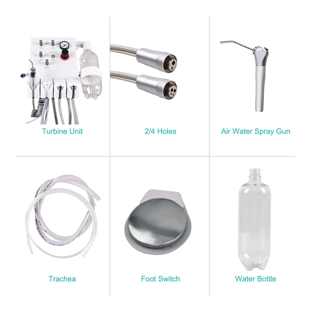 ELIJAH Dental 2/4Holes Air Turbine Wall-mounted Air Turbine Unit with 3 Way Syringe Handpiece Dentistry Teeth Whitening Tools