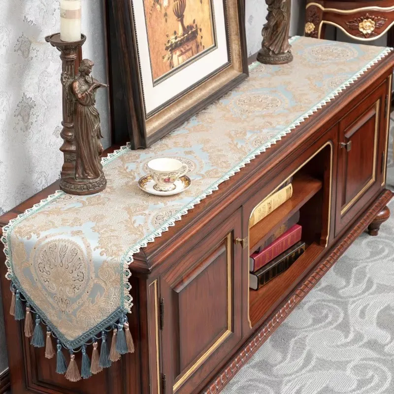 European Style High-quality Table Flag Home Jacquard Table Flag Restaurant Tassel Decoration Table Flag TV Cabinet Cover Cloth