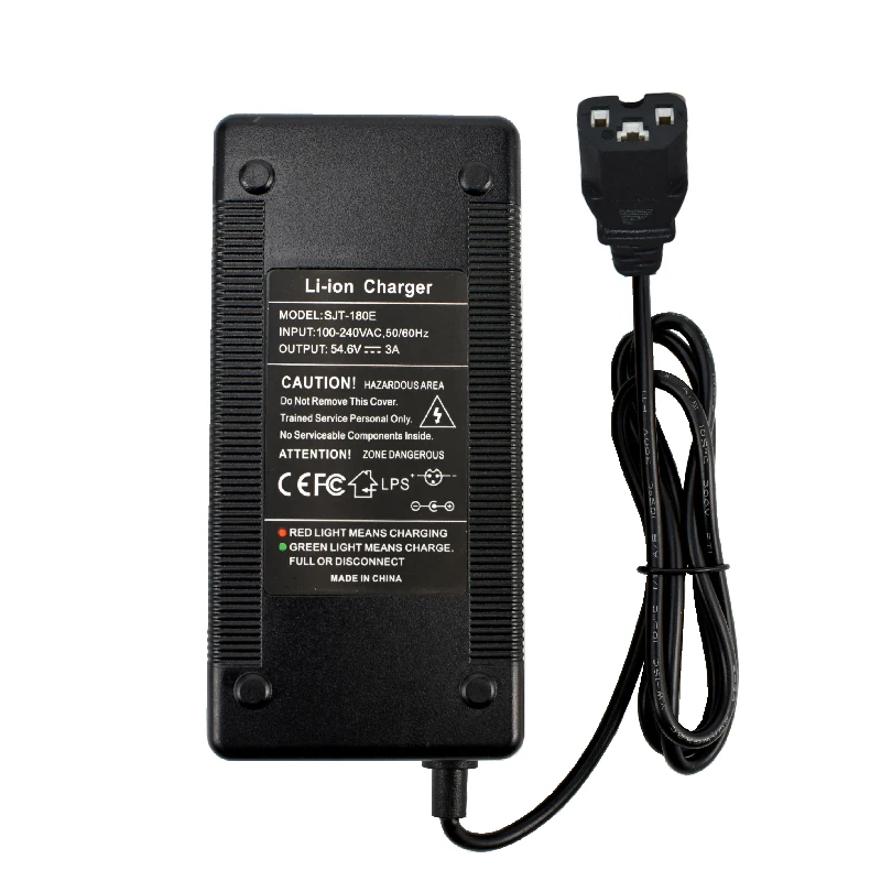 48V 54.6V 3A Lithium Ion Battery Charger for Lithium Battery Pack 3 Pin Female Plug IEC